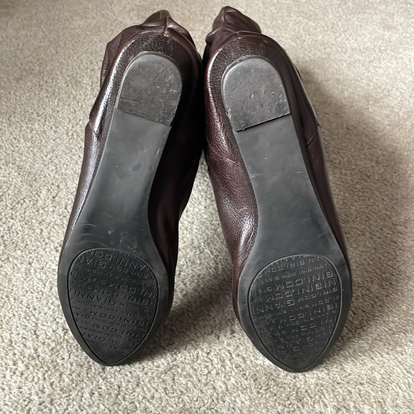 Gianni Bini Knee High Wedge Heel Boots Brown Leather - Picture 8 of 10